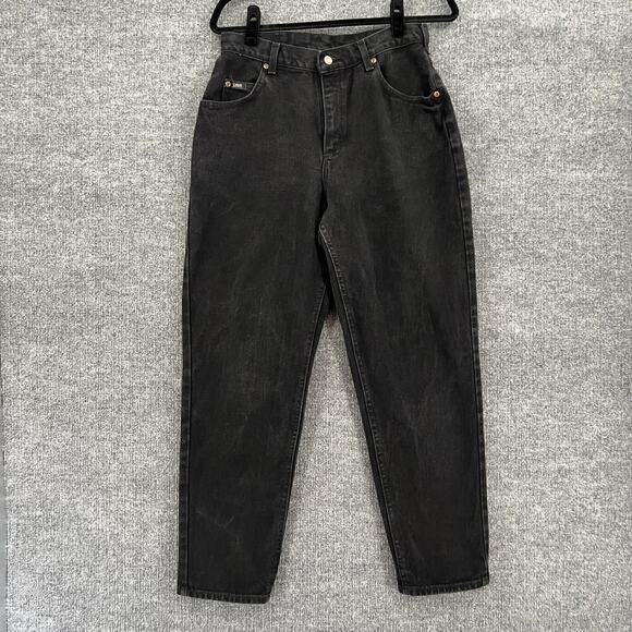 Vintage Lee Jeans Womens 10 Petite Black High Rise Tapered Mom 100% Cotton 80s - Picture 1 of 12